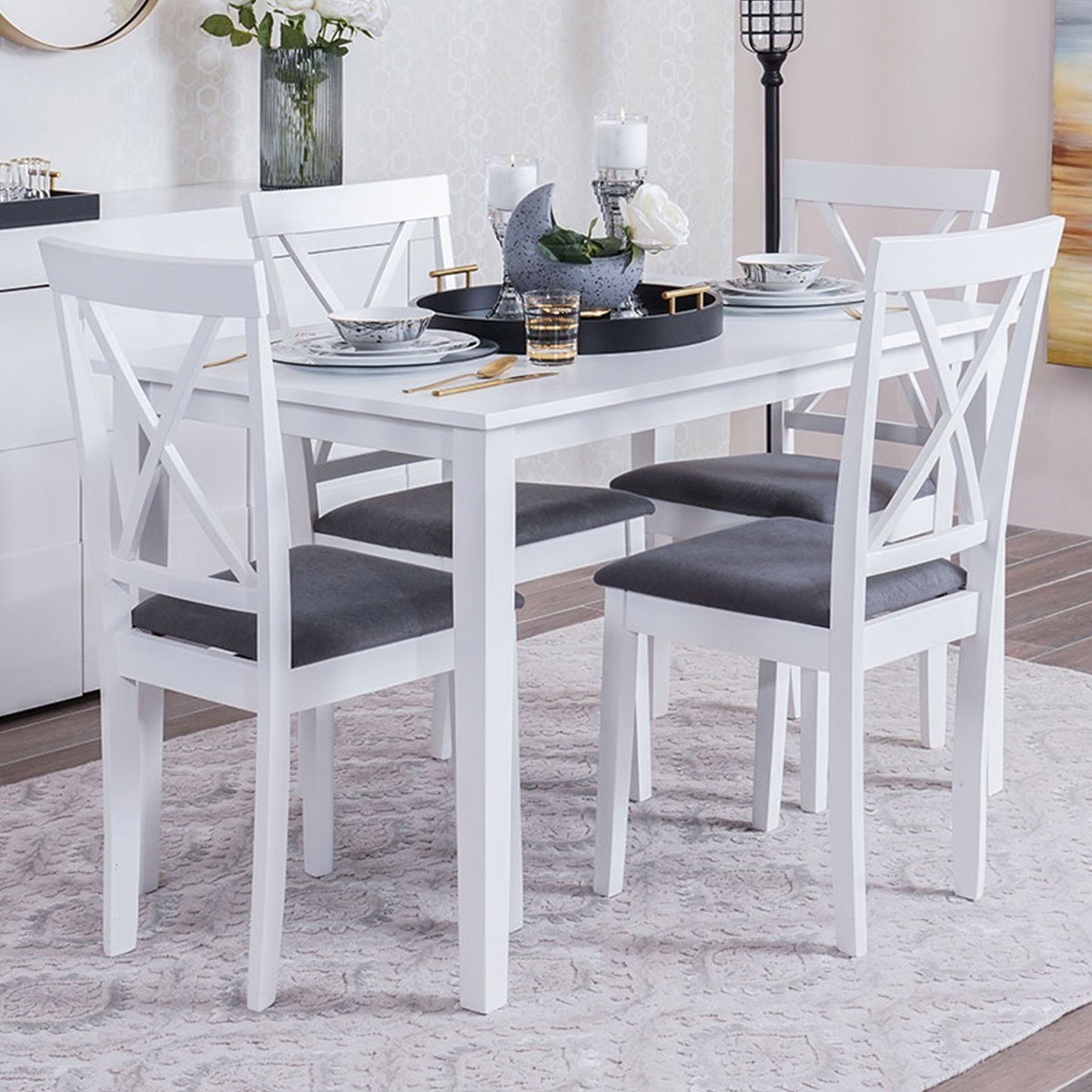 Cailey Dining Set, White  data-src=