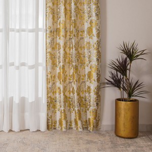 Floral Jacq Floral Curtain Yellow 140X300 cm