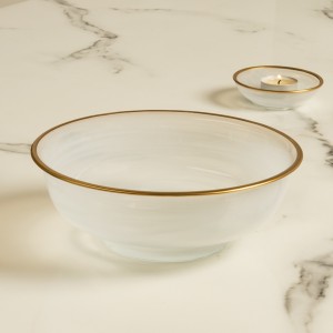 Alabaster Serving Bowl White & Gold 21x7.5 cm