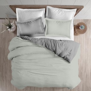 Duo 3 Pcs Reversible  Duvet Cover Set Silver/Stone 135 x 200 Cm