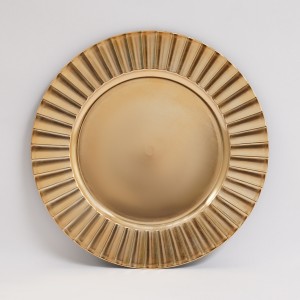 Ribbed Charger Plate Gold 33X33X1.5 cm