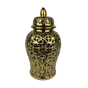 Dana Porcelain Lidded Jar Gold 19.5x19.5x36 cm