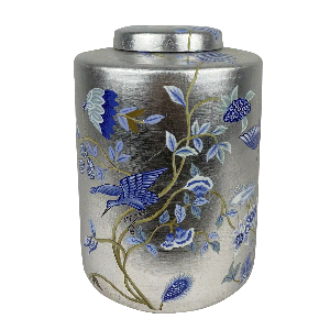 Jasmine Porcelain Lidded Jar Silver 19.5x19.5x26 cm
