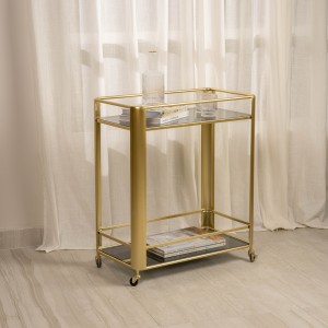 2-Tier Bar Carts Gold 66x36.5x77 cm