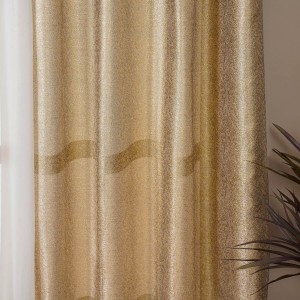 Theo Metallic Jacquard Curtain Panel Gold 140X300 cm