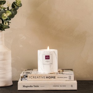 Marble White LED Candle 7.5x10 cm