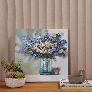 Vase Oil Canvas Blue 40x40 cm