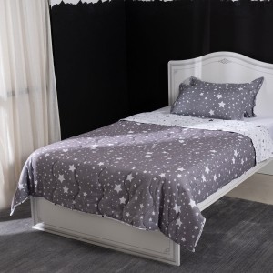 Stars Kids Comforter Set Grey 180x220 cm
