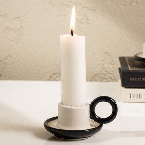 Opaque Candle Holder Black & White 7X6X3 cm