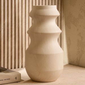 Marble Ceramic Vase Beige 15X29.7 cm