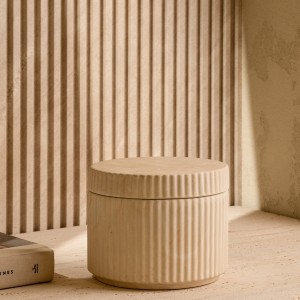 Marble Ceramic Canister Beige 15X12 cm