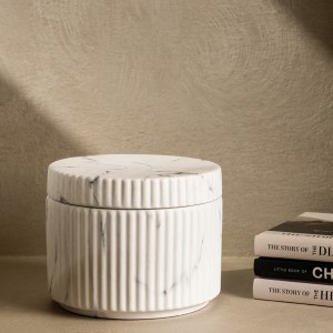 Marble Ceramic Canister Grey 15X12 cm