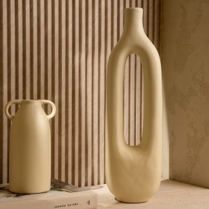 Viki Ceramic Vase Matte Beige 13.3X9.4X44.5 cm