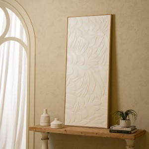 Leaf Wall Art White 60X140 cm