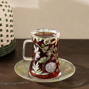 Butterfly Glass Istikana Set 6Pcs Green 
