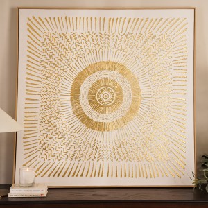 Oia Framed Art with Foil Finish White 100X100cm