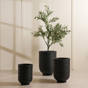 Boho Planter Set Black - 3 Pots