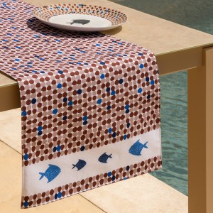 Ohyamal Table Runner Brown/Blue 40X180 cm