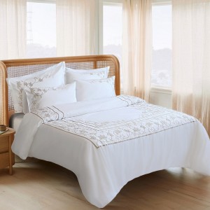 Brit 5Pcs Applique Embroidery Duvet Cover Set White 220X240 cm