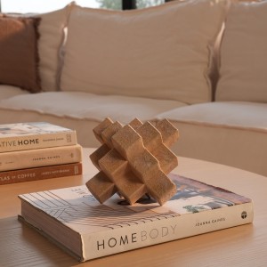 Cubic Resin Decor Beige 16.5X16.5X16.5 cm