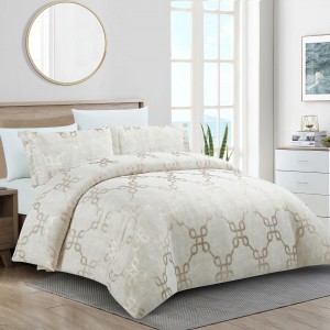 Chain 5Pcs Luxury Jacquard Duvet Cover Set Gold 220X240 cm