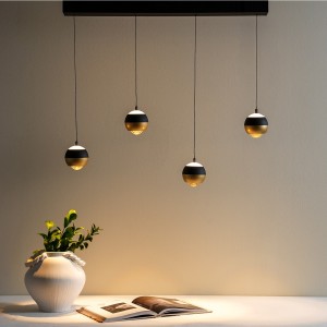 Lei Pendant Lamp Black/Gold 150 cm  