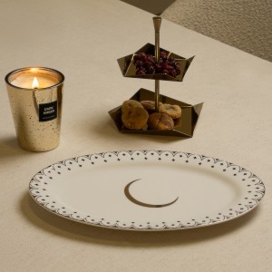 Gamrah New Bone Serving Plate 1Pc Gold