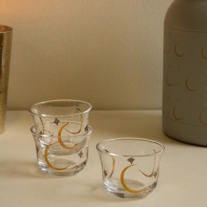 Gamrah Glass Gahwa Cup Set 6Pcs Gold/Silver