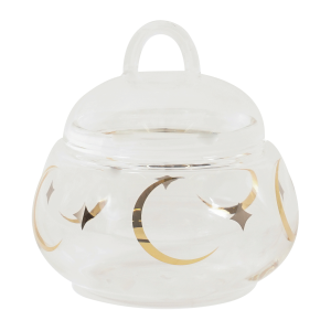 Gamrah Glass Sugar Pot 1Pc Gold/Silver