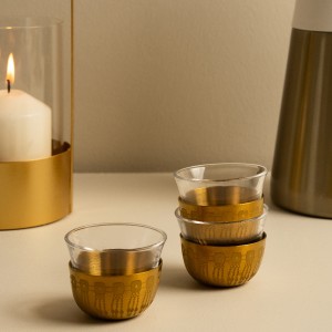 Hamma Glass Gahwa Cup Set 6Pcs Gold