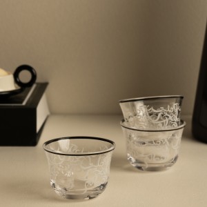 Alfarha Glass Gahwa Cup Set 6Pcs Black
