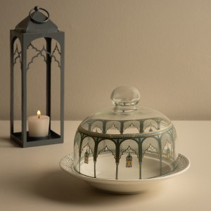 Qaser Lidded New Bone Date Plate Grey 20 cm