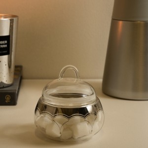 Joury Glass Sugar Pot 1Pc Silver