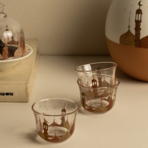 Omniya Glass Gahwa Cup Set 6Pcs Beige