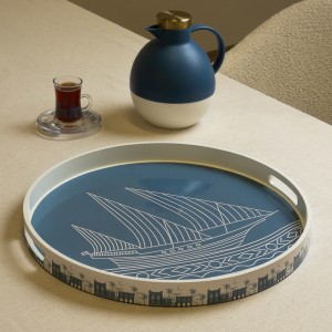 Bahri Wood Tray Blue 45 cm