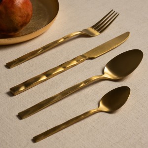 Diamond Stainless Steel Cutlery Set 24Pcs Matt Gold