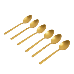 Diamond Stainless Steel Teaspoon Set 6Pcs Matt Gold