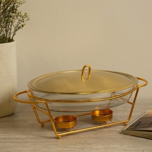 Finn Glass Food Warmer Matt Gold 2.4 Litre