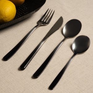 Coloured Stainless Steel Cutlery Set 24Pcs Silver/Black