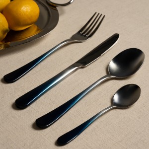 Coloured Stainless Steel Cutlery Set 24Pcs Blue