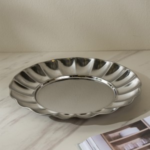 Bubble Round Metal Deco Plate Silver 22X22X2.5 cm 
