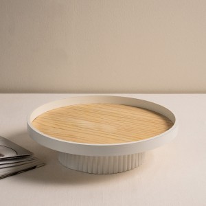 Suri Footed Wood Deco Tray White 35X35X10 cm 