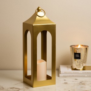Tower Metal Lantern Gold 12X12X38 cm