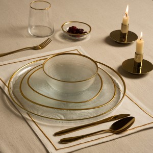 Circle Glass Dinner Bowl Gold D:15 X H:6.5 cm