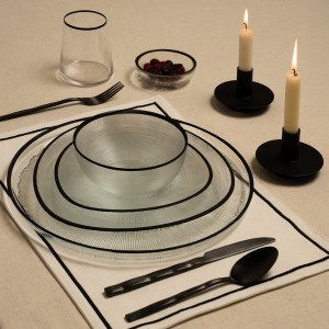 Circle Glass Dinner Bowl Black D:15 X H:6.5 cm
