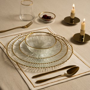 Astral Glass Dinner Bowl Gold D:15 X H:6.5 cm