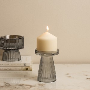 Pillar Glass Candle Holder Grey 9X9X12 cm