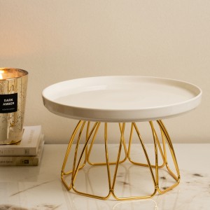 Octa Glass Footed Plate Gold 24X24X18 cm