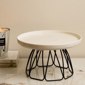 Octa Glass Footed Plate Black 24X24X18 cm