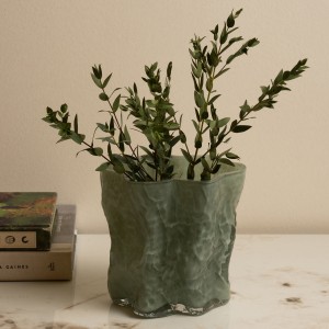 Twine Glass Vase Green 16X14.5X15 cm